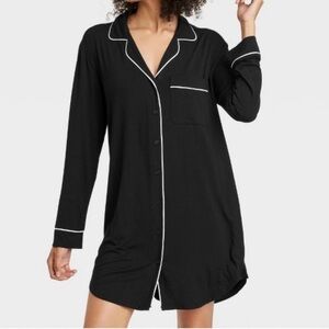 NWT Auden Black Long Sleeve Sleep Shirt/Nightgown size M. Cloud Knit!